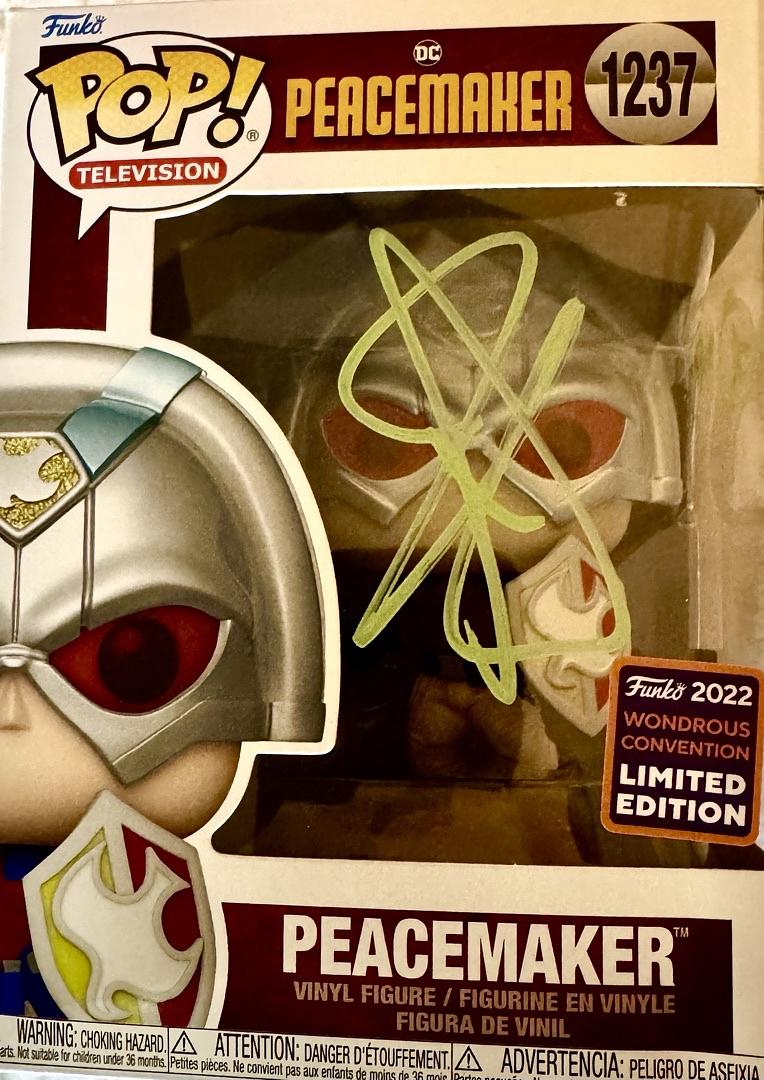 John Cena signed Funko #1237 (Peacemaker) w/character name - Official Pix COA